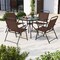 Costway 6 PCS Patio Dining Set Folding Chairs Glass Table Tilt Umbrella Garden Brown